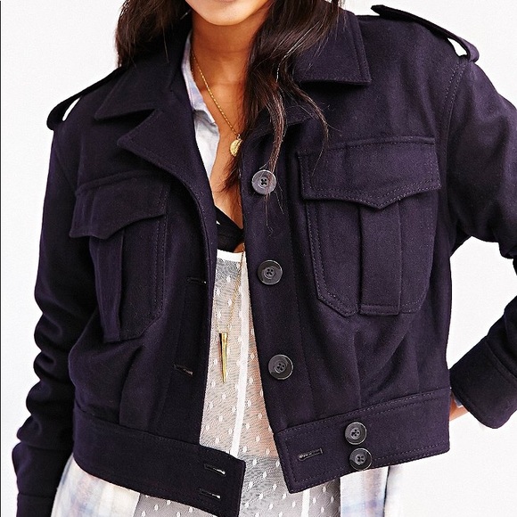 BDG. Eisenhower Navy Cropped Wool Jacket, Sz XS - Picture 7 of 8